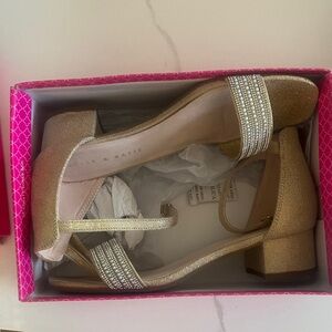 Kelly & Katie Glittering Gold Block Heels